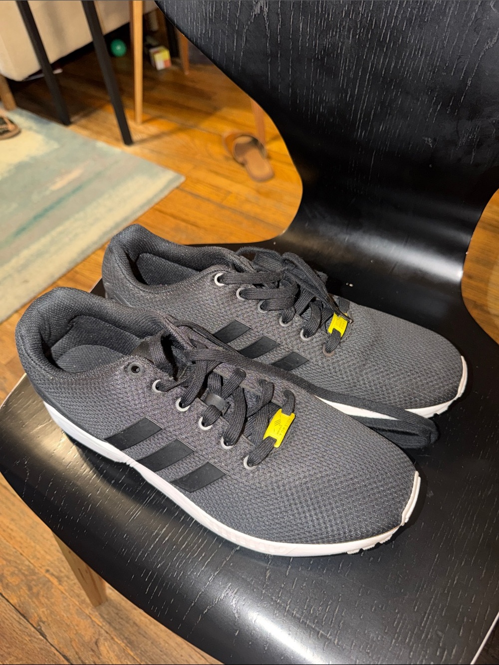 adidas Men's Black Athletic Running Sneakers with Yellow Accent